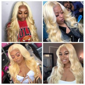 Blonde Lace Front Wig Transparent Lace Frontal Wig Pre Plucked Brazilian Body Wave Human Hair Wigs