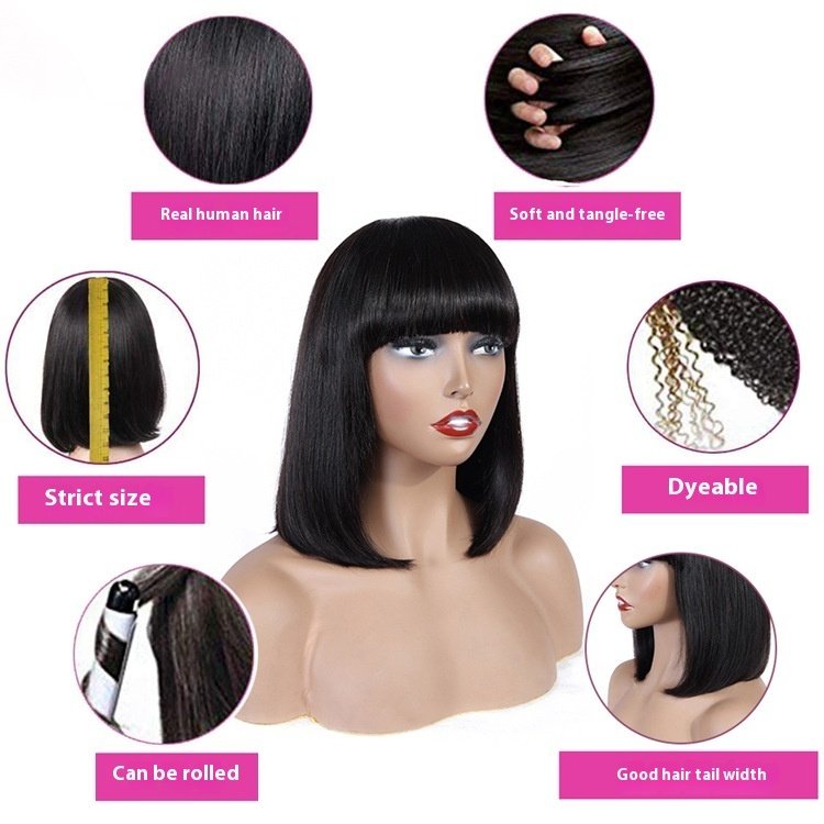Wig Bangs Bobhaircut Bob Wig Human Hair Wig - Image 4