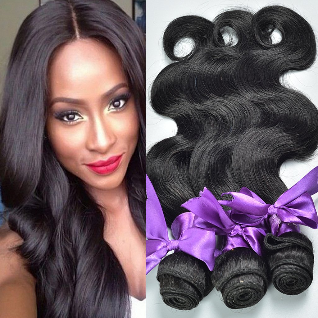 Real Hair Wig Hair Styling Hair Extension Body Wave Human Hair Weaves Bundle Deals Human Hair Extensions Natural & Jet Black - Image 2