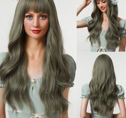 Anime Air Bangs Big Wave Purple Wig - Image 9