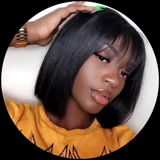 Human Hair Head Cover Semi Woven Bob Head Front Lace Wig - Image 2