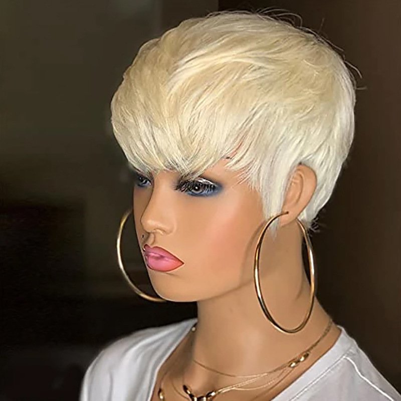 Ladies Wig Short Synthetic Blonde Pixie Haircut Wig - Image 2