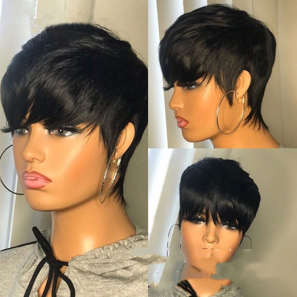 Wig Female Headgear Foreign Trade Black Short Straight Hair Pixie Cut Short Black Wigs - Image 2