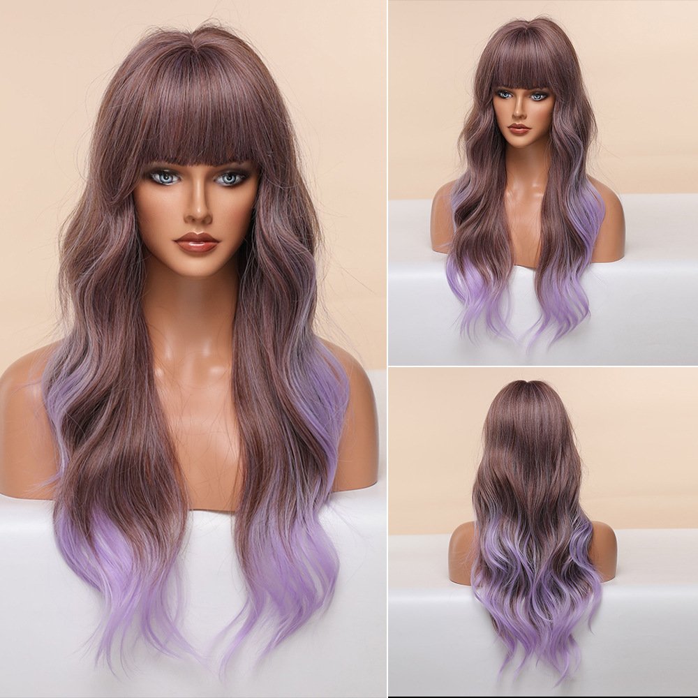 Anime Air Bangs Big Wave Purple Wig - Image 7