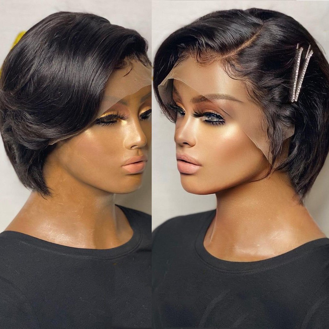 Fashion Pixie Cut Wig Lace Human Hair - Image 2