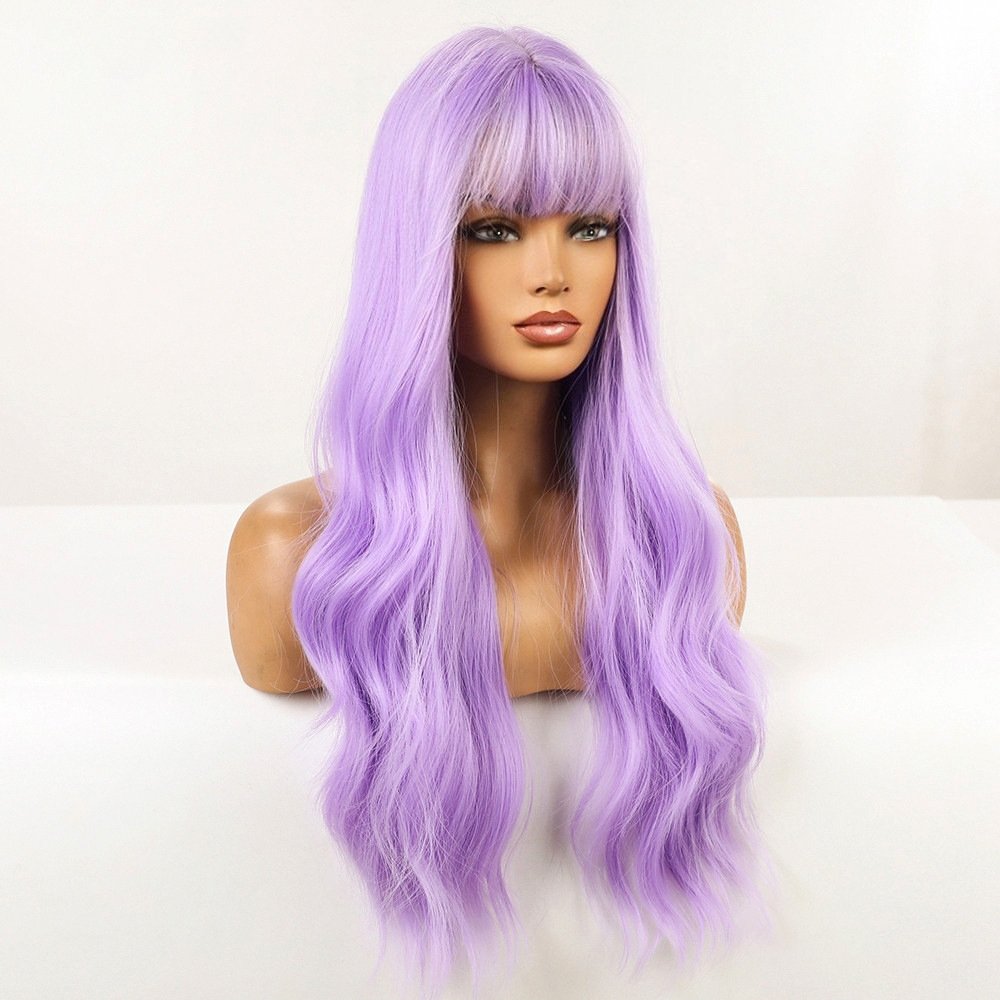 Anime Air Bangs Big Wave Purple Wig - Image 8