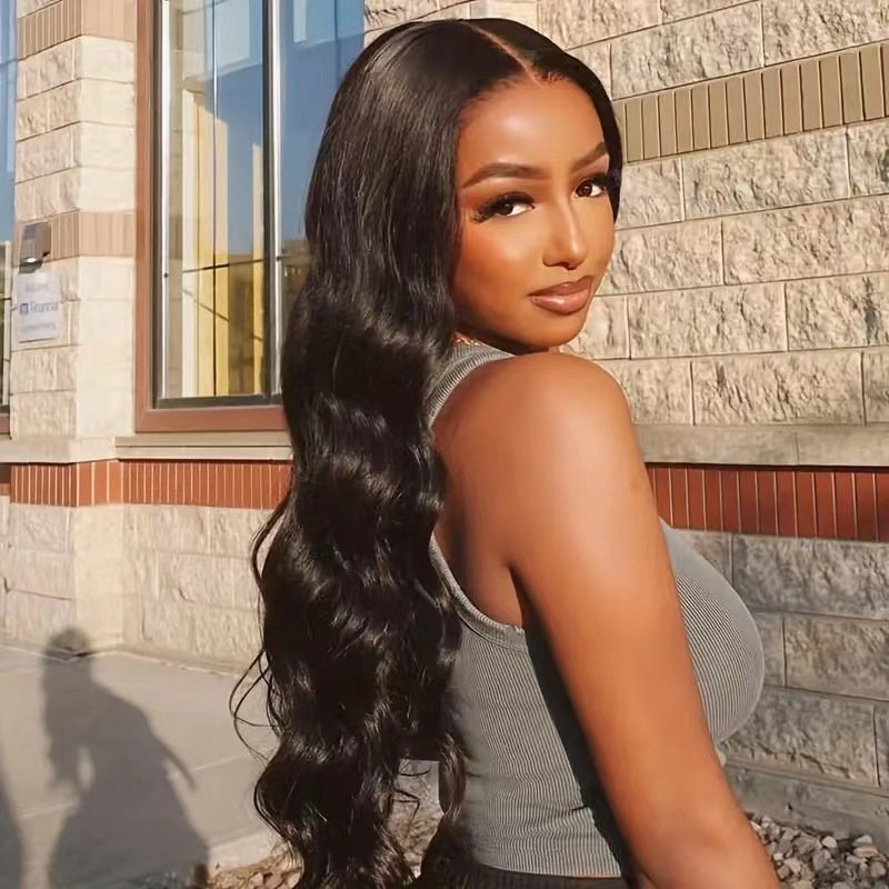 Brown Red Curly Hair Big Wave Front Lace Wig Chemical Fiber Full-head Wig - Image 3