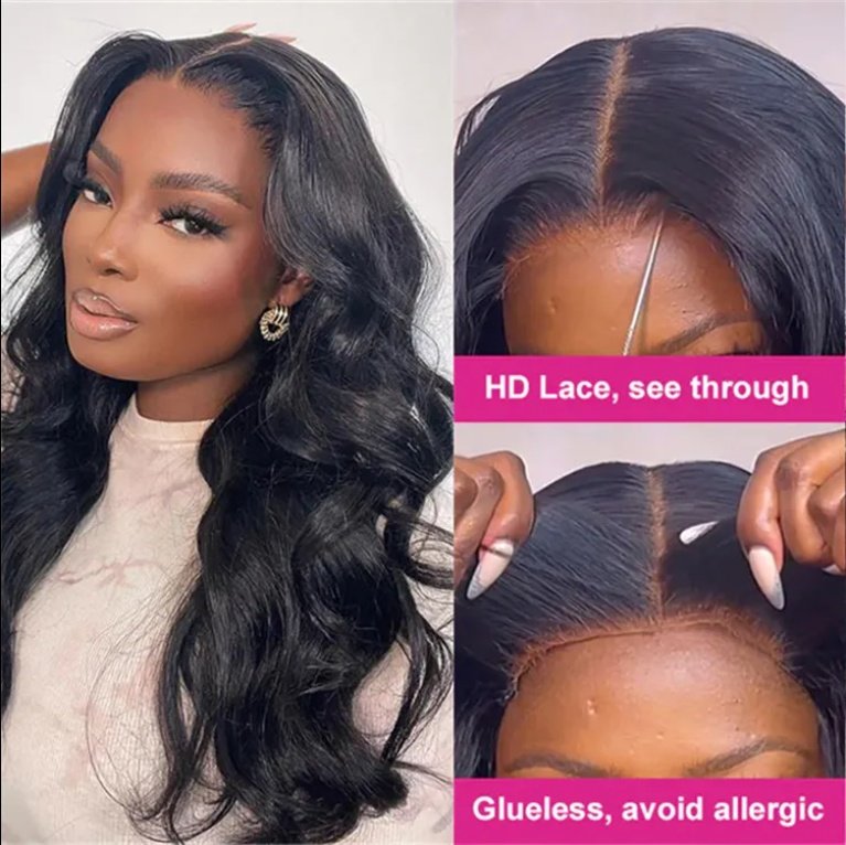 Wear A 200 Density 4x4 Sheer Lace Human Hair Wig Brazilian Remy Horse Body Wave Glue Free Wig Lace Closure Wig - Image 3